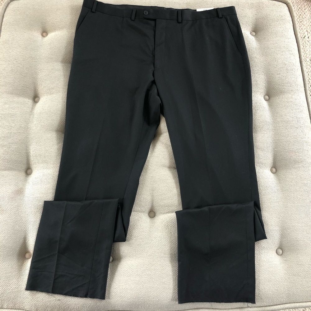 Perry Ellis Portfolio Black Pants Unhemmed 45 NEW